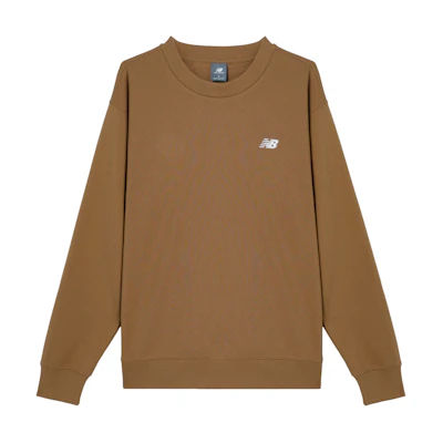New Balance Sport Essentials Brown Crewneck Logo Pullover Sweatshirt MT41507-WUT