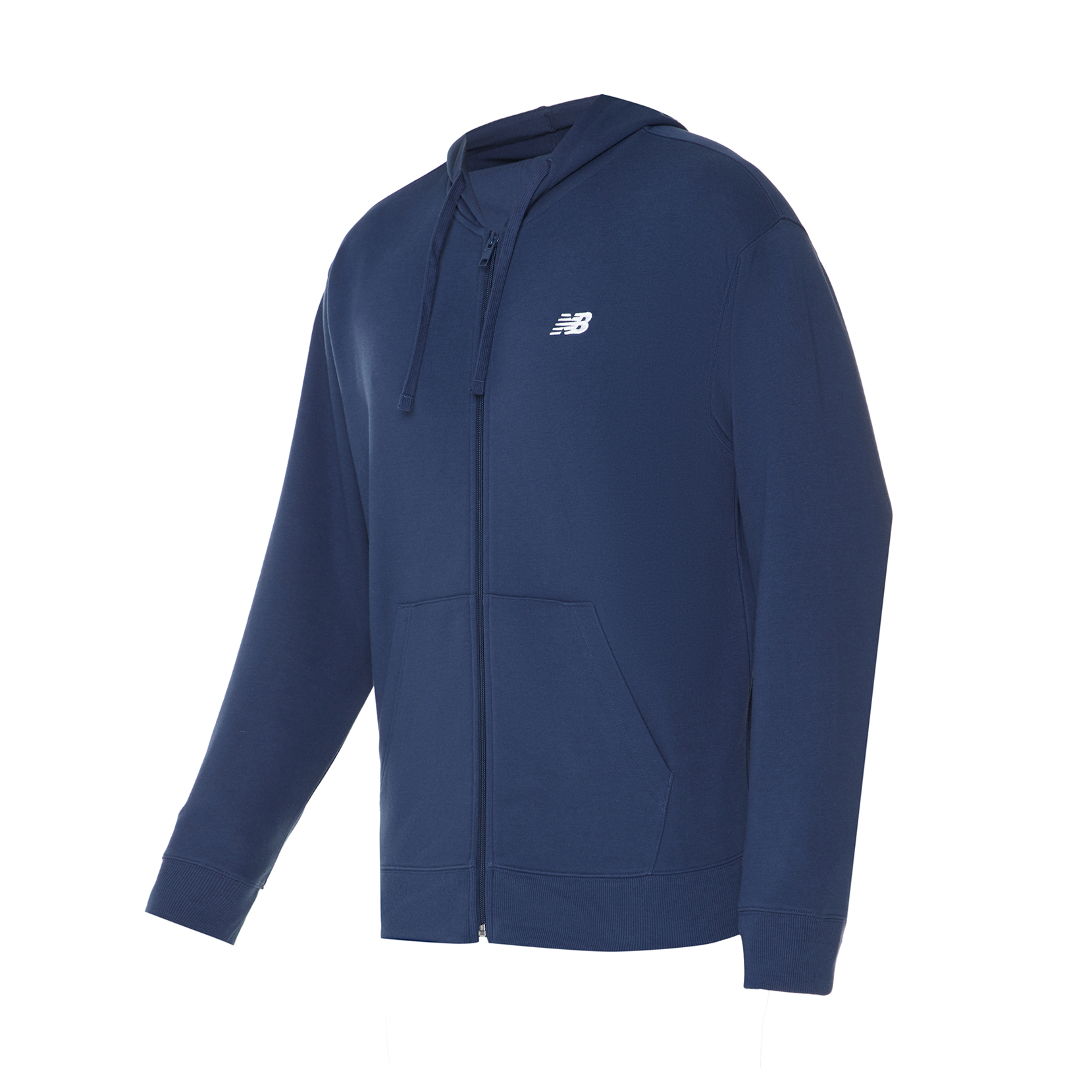 New Balance Sport Essentials Logo Navy Full-Zip Hooded French Terry Sweatshirt MJ41501NNY