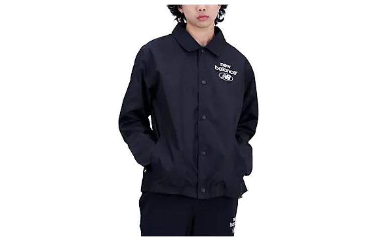 New Balance SS23 Black Solid Letter Logo Print Jacket MJ31531-BK