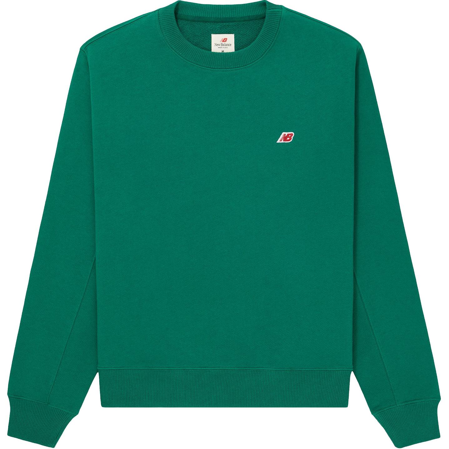 New Balance SS23 Made in USA Unisex Green Knit Logo Crewneck Sweatshirt MT21541-ECS
