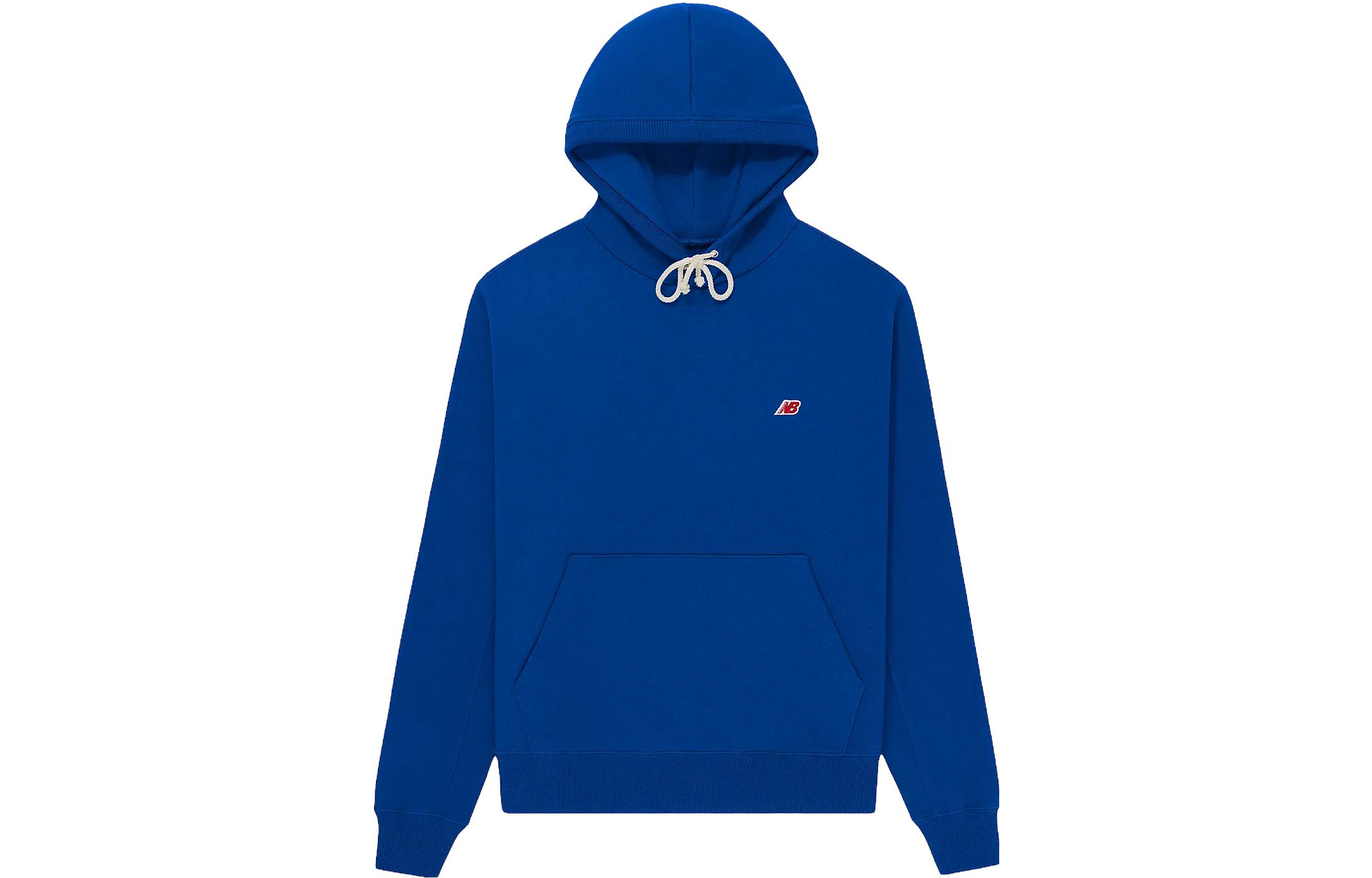 New Balance SS23 Made in USA Unisex Logo Hoodie Blue - Relaxed Fit with Drawstring MT21540TRY