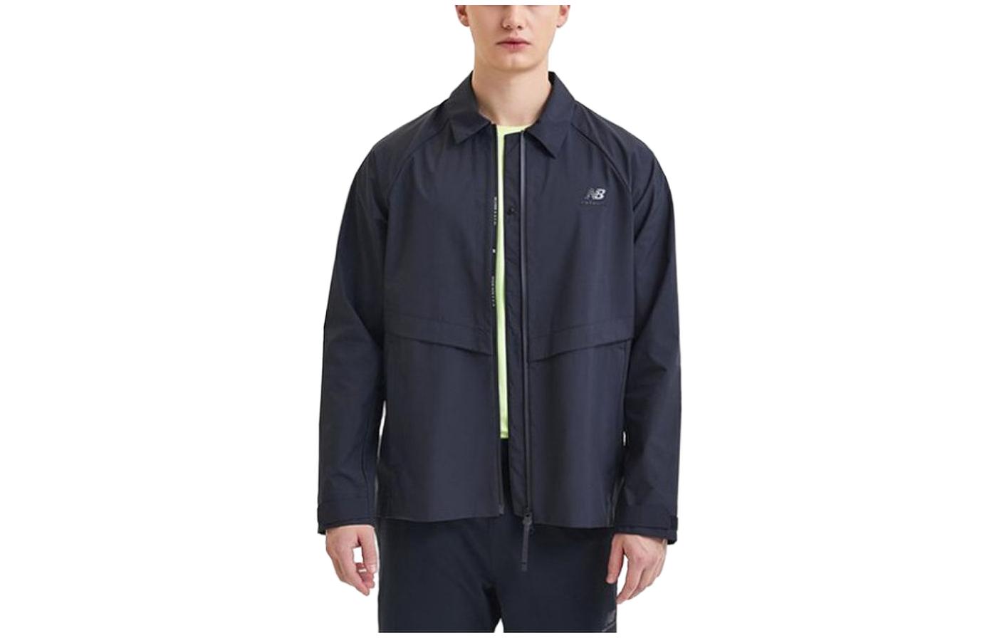 New Balance SS23 Navy Blue Plain Logo Print Collared Jacket Men NBNAB27913-19-yc
