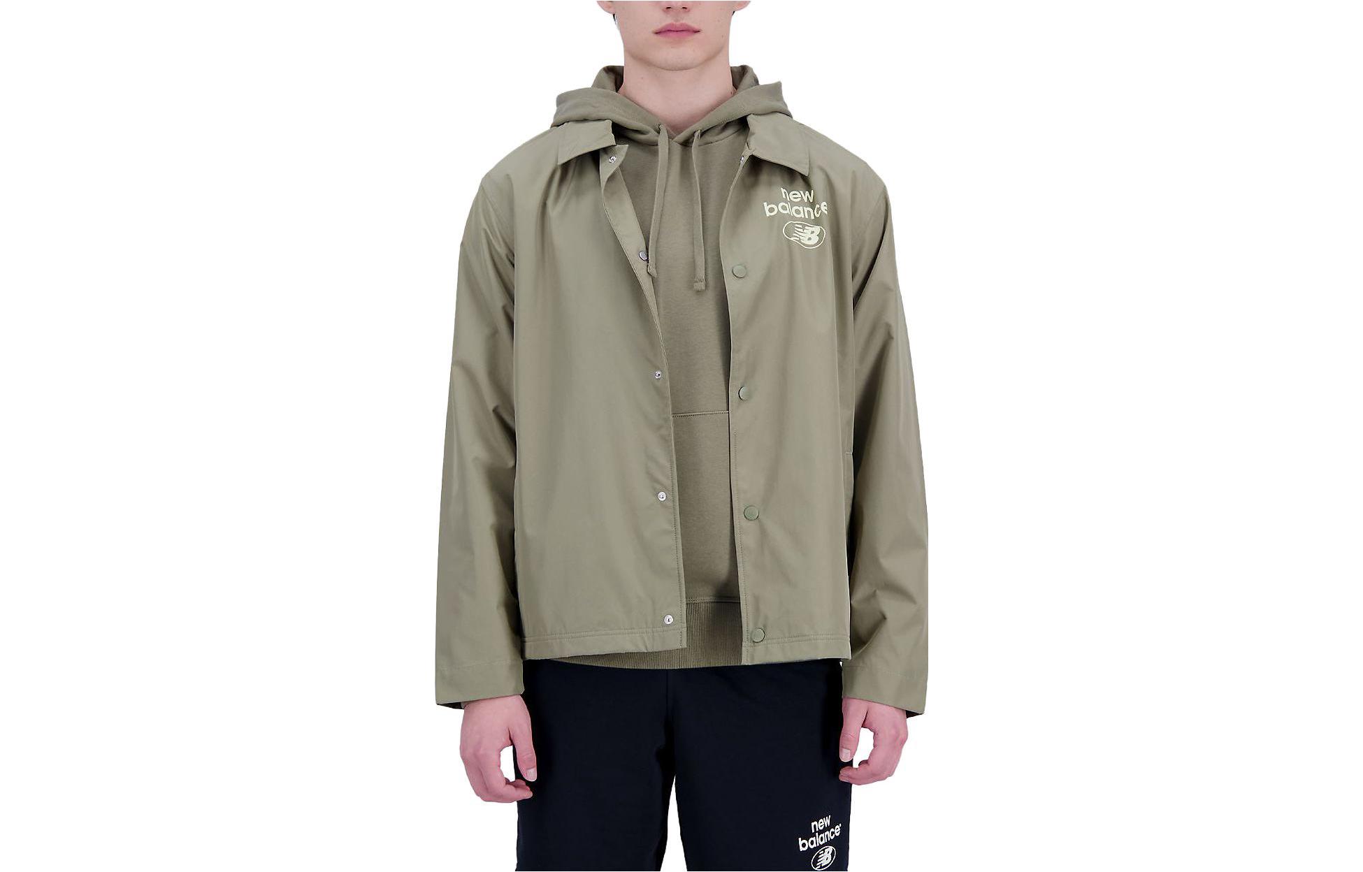 New Balance SS23 Solid Button-Up Hooded Jacket Olive Green - MJ31531-CGN