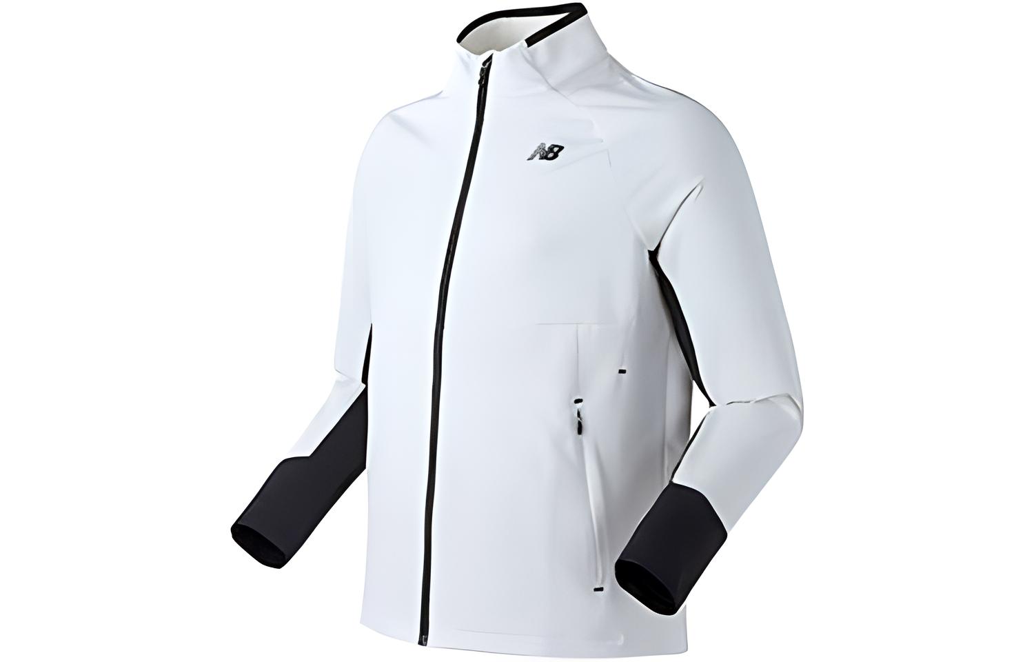 New Balance SS23 White High-Neck Jacket with Solid Logo Print () NBMDA26001-39