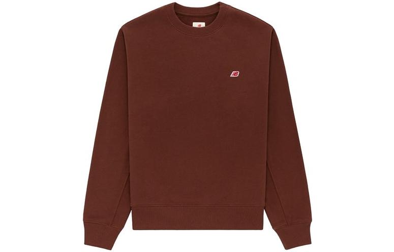 New Balance Teddy Made Logo Crewneck Sweatshirt Brown Unisex Casual Fall Wear MT21541-ROK