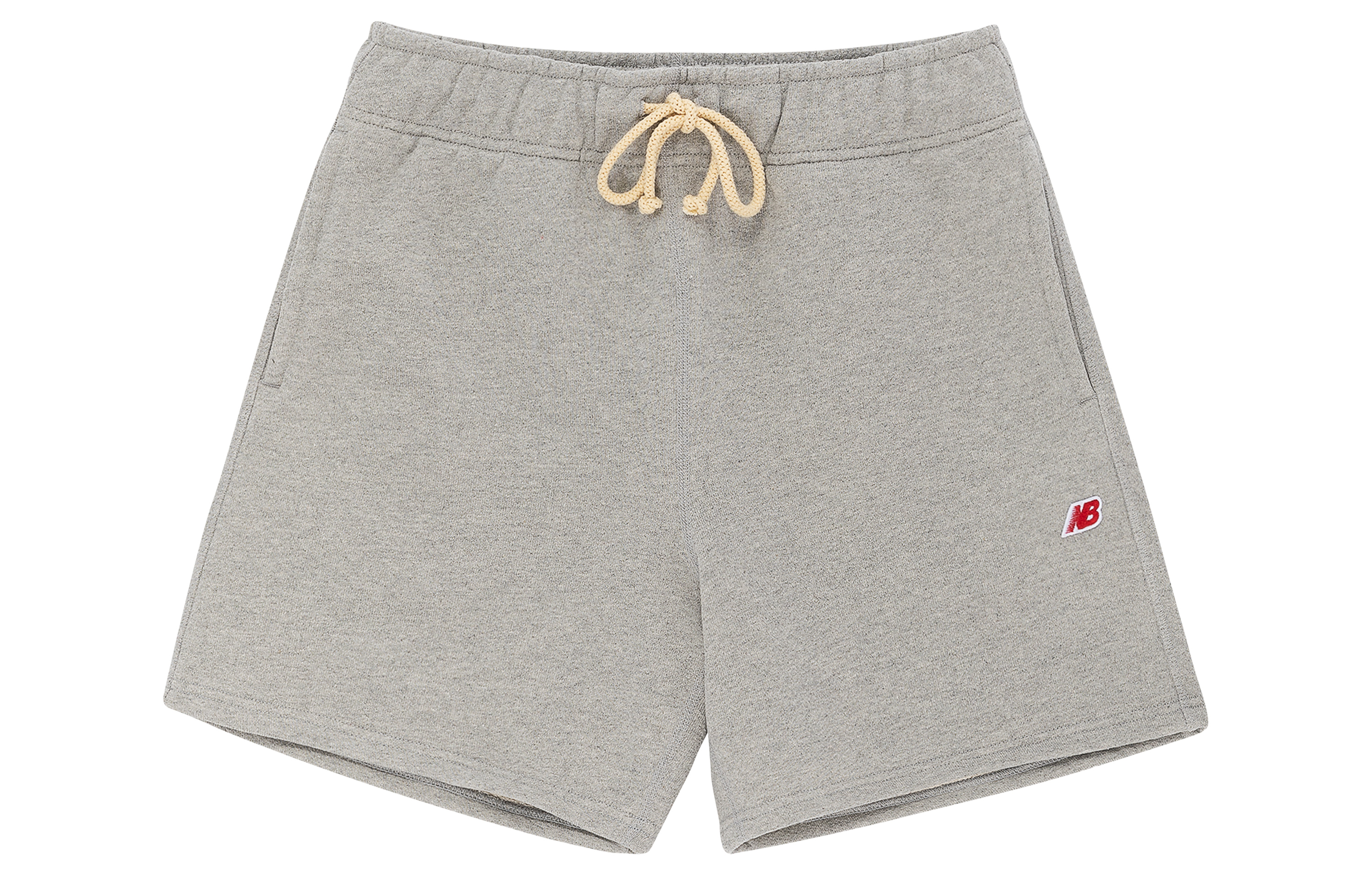New Balance Teddy Made Logo Minimalist Straight-Fit Shorts Unisex Light Grey. MS21548-AG