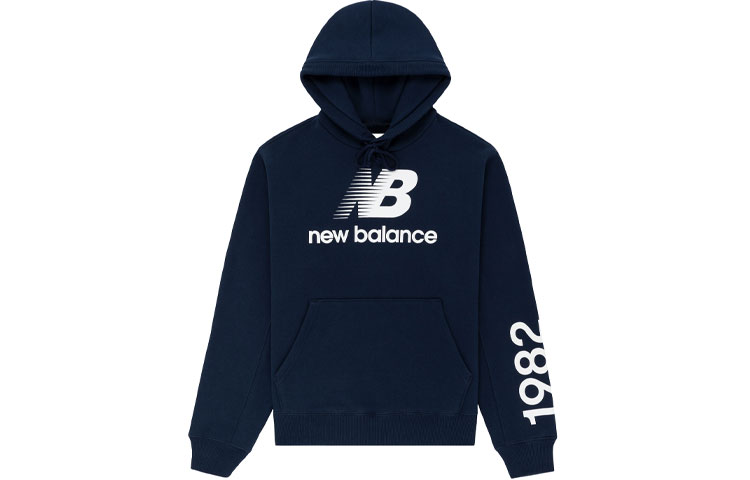 New Balance Teddy Made Navy Logo Pullover Hoodie Unisex Casual Wear MT21547-NGO