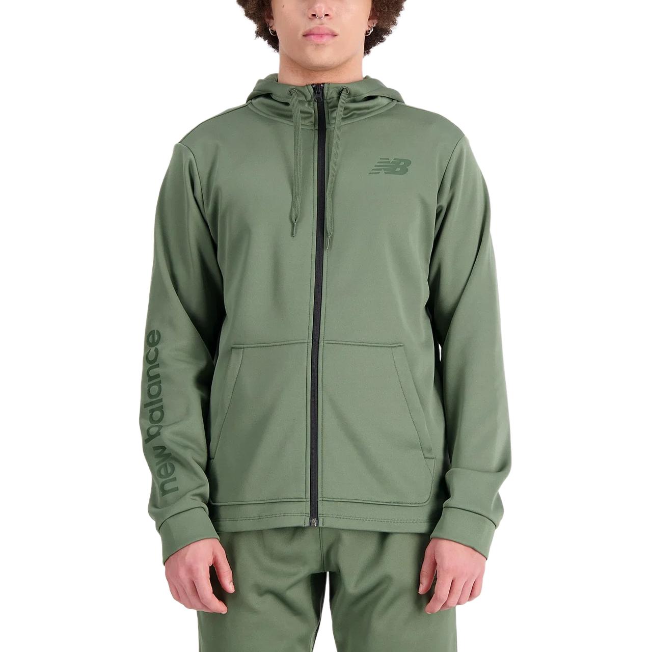 New Balance Tenacity HEAT Olive Green Full-Zip Hoodie Jacket for Men MJ23020-DGK