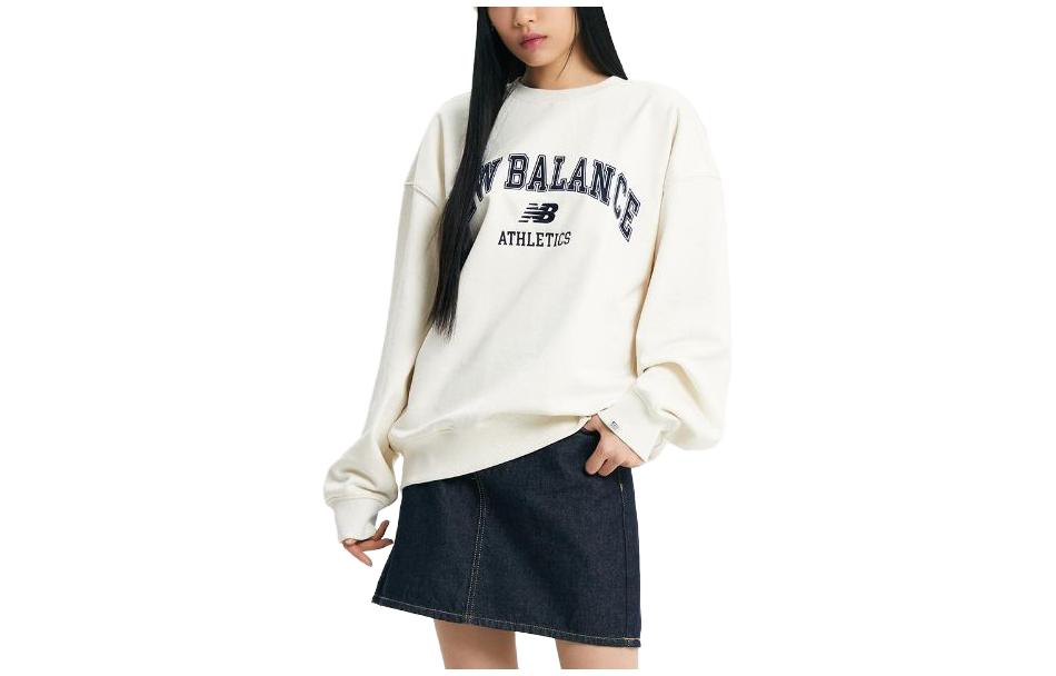 New Balance Uni Arched Graphic Cream White Crewneck Sweater Unisex NBNCD33823-64