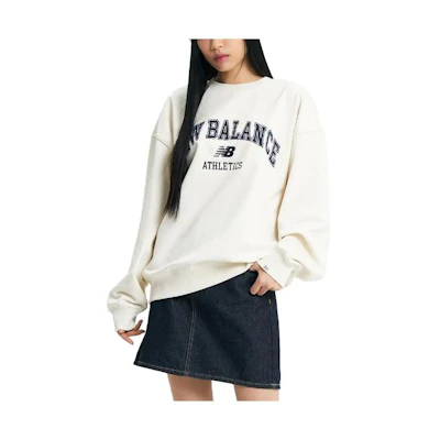 New Balance Uni Arched Graphic Cream White Crewneck Sweater Unisex NBNCD33823-64