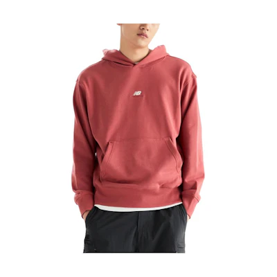 New Balance UNI Central Small Logo Hoodie Red Loose Fit Letter Print Sweater NBN0D4S011-20