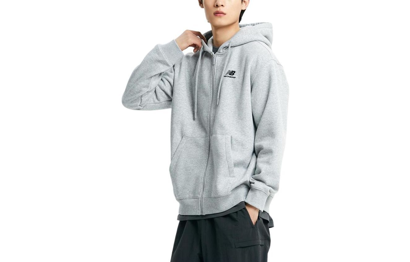 New Balance Uni Essence Brushed Hooded Zip Jacket Mixed Gray NBMDD41013-AC