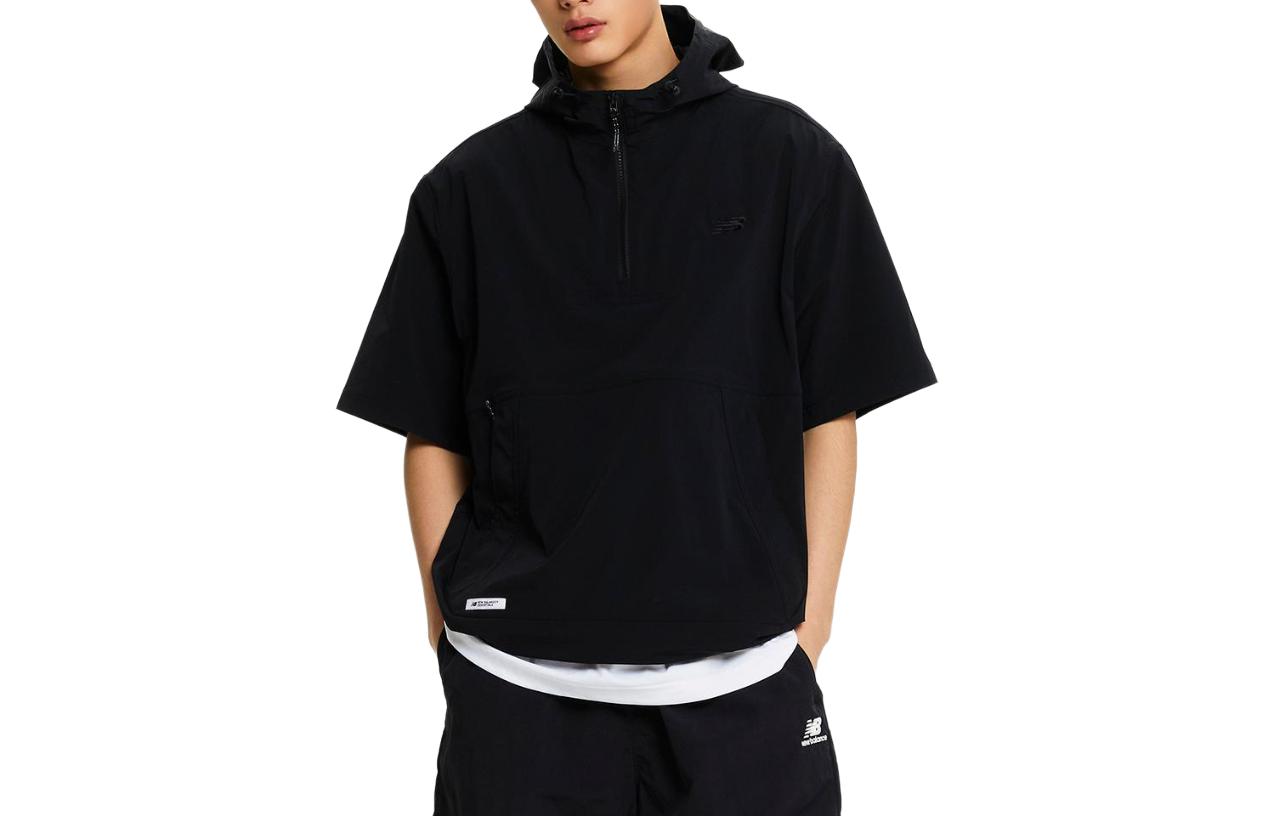 New Balance UNI Essential Black Pullover Short-Sleeve Hoodie Jacket NBNAE21033-19