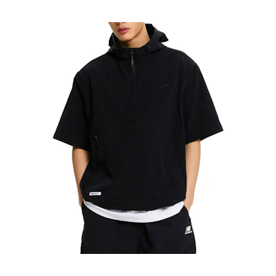 New Balance UNI Essential Black Pullover Short-Sleeve Hoodie Jacket NBNAE21033-19