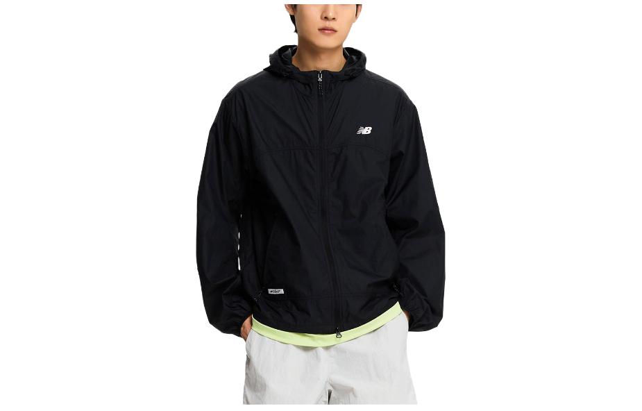 New Balance UNI Essential Logo Zip-Up Hoodie Jacket Black Loose Fit NBNAE21013-19