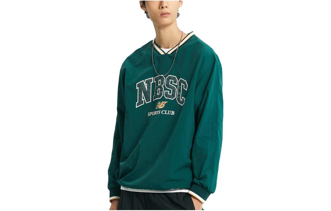 New Balance Uni NBSC Letter Print V-Neck Pullover Sweatshirt Green () NBNCD31313-62