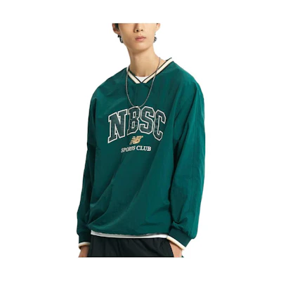 New Balance Uni NBSC Letter Print V-Neck Pullover Sweatshirt Green () NBNCD31313-62