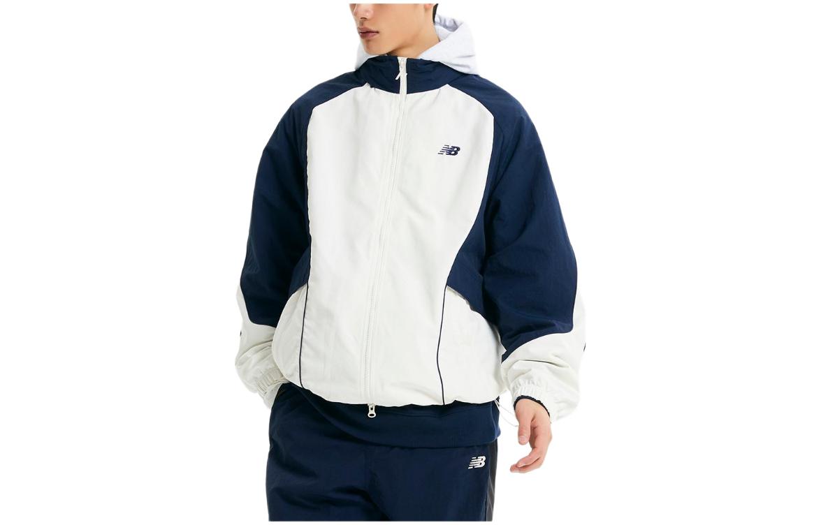 New Balance UNI Sports Club Colorblock Logo Hoodie Zip Jacket Navy Blue Men NBNAE11213-59