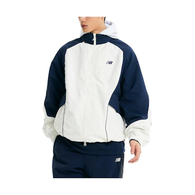 New Balance UNI Sports Club Colorblock Logo Hoodie Zip Jacket Navy Blue Men NBNAE11213-59