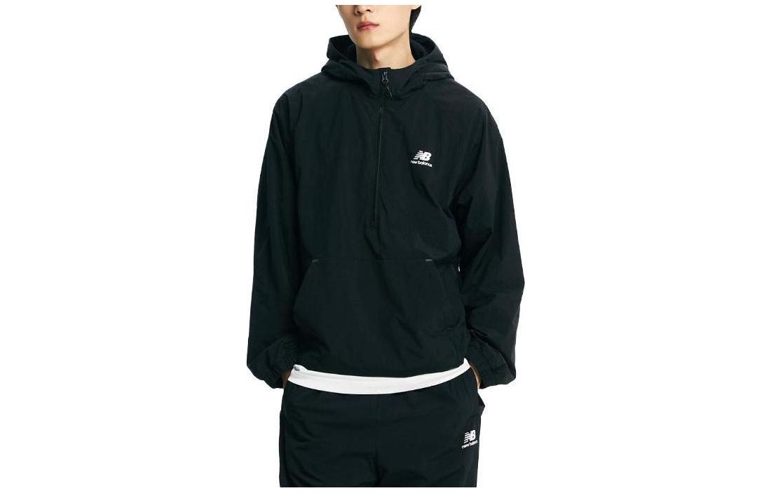 New Balance Uni Team Stacked Skills Letter Print Hoodie Jacket Black Unisex NBNAD42913-19