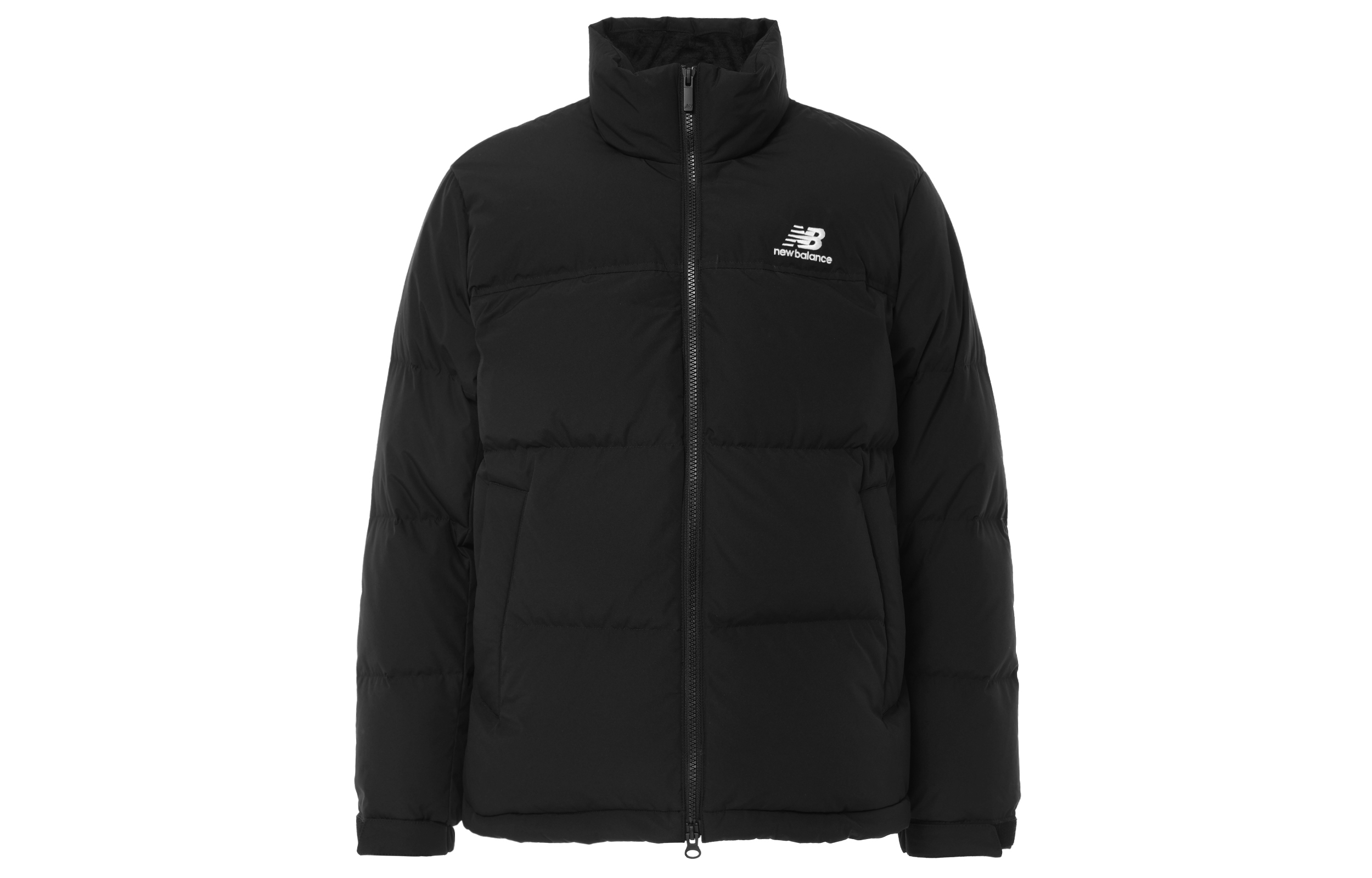 New Balance Unisex Active Goose Down Jacket Black with Letter Logo Print. NBNPD42913-19