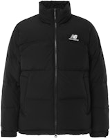 New Balance Unisex Active Goose Down Jacket Black with Letter Logo Print. NBNPD42913-19 New Balance Unisex Active Goose Down Jacket Black with Letter Logo Print. NBNPD42913-19