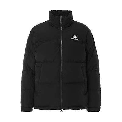 New Balance Unisex Active Goose Down Jacket Black with Letter Logo Print. NBNPD42913-19