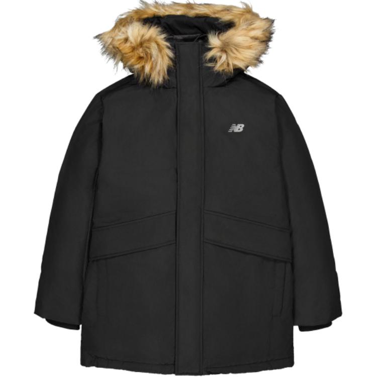 New Balance Unisex Black Casual Down Parka Jacket - Windproof & Water-Resistant. AMJ43358-BK