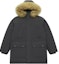 Order New Balance Unisex Black Grey Hooded Parka Down Jacket with Detachable Fur Trim. AMJ44300-ACK
