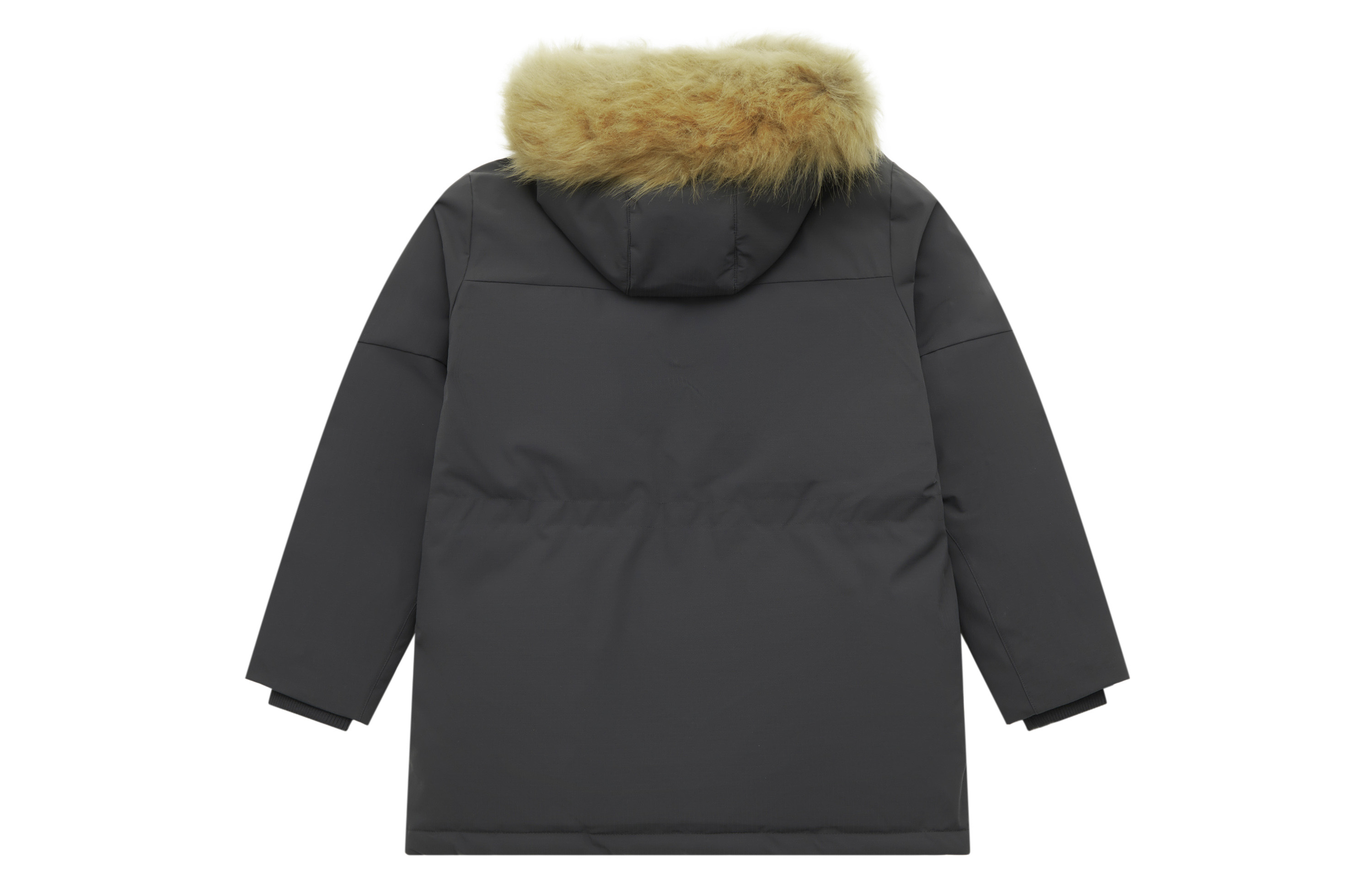 Lookbook New Balance Unisex Black Grey Hooded Parka Down Jacket with Detachable Fur Trim. AMJ44300-ACK