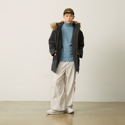 New Balance Unisex Black Grey Hooded Parka Down Jacket with Detachable Fur Trim. AMJ44300-ACK Cheap New Balance Unisex Black Grey Hooded Parka Down Jacket with Detachable Fur Trim. AMJ44300-ACK