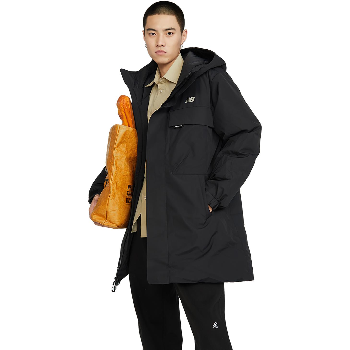 Details for ニューバランス ユニセックス ブラック フード付きダウンジャケット 冬用ポケット付き AMJ34300-BK