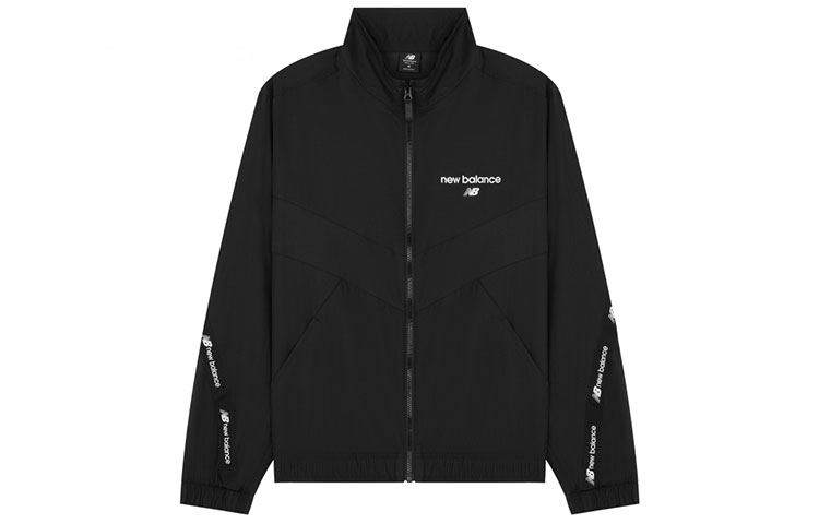 New Balance Unisex Black Logo Striped Zip-Up Jacket AMJ22350-BK