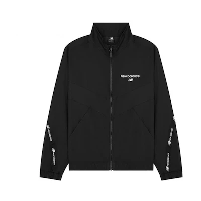 New Balance Unisex Black Logo Striped Zip-Up Jacket AMJ22350-BK