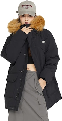 ニューバランス ユニセックス ブラック ロングパーカー 厚手断熱 フード付き. AMJ34323-BK Details for ニューバランス ユニセックス ブラック ロングパーカー 厚手断熱 フード付き. AMJ34323-BK