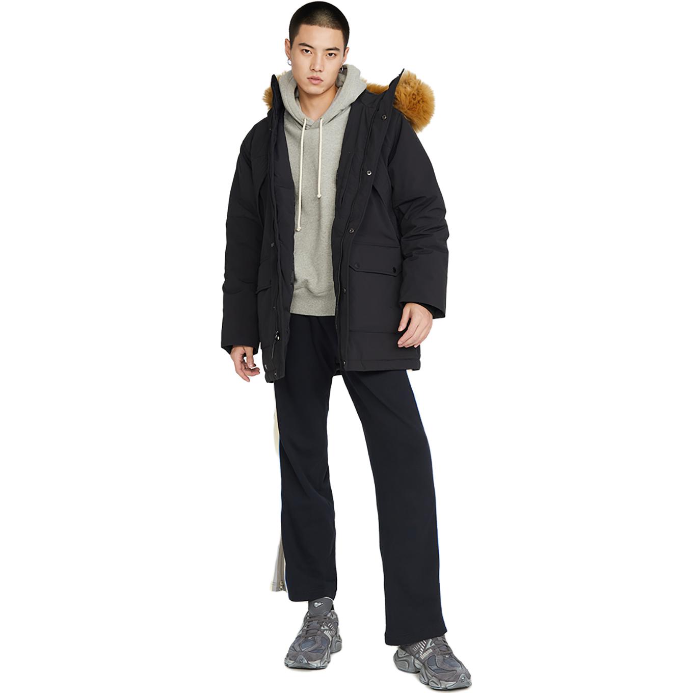 Cheap ニューバランス ユニセックス ブラック ロングパーカー 厚手断熱 フード付き. AMJ34323-BK