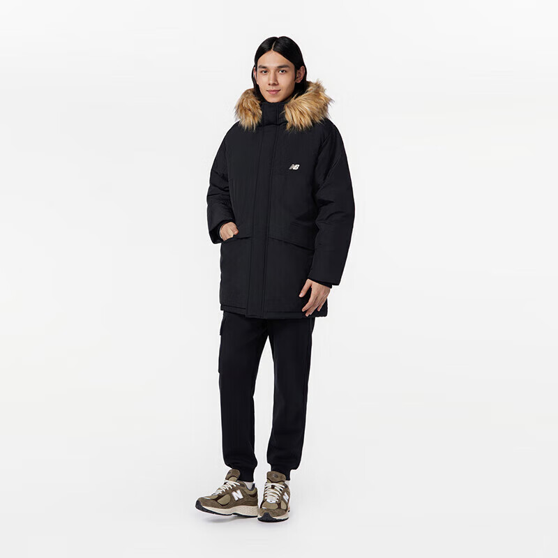Sizing New Balance Unisex Chaqueta Parka Negra con Capucha y Plumón de Longitud Media AMJ33330-BK