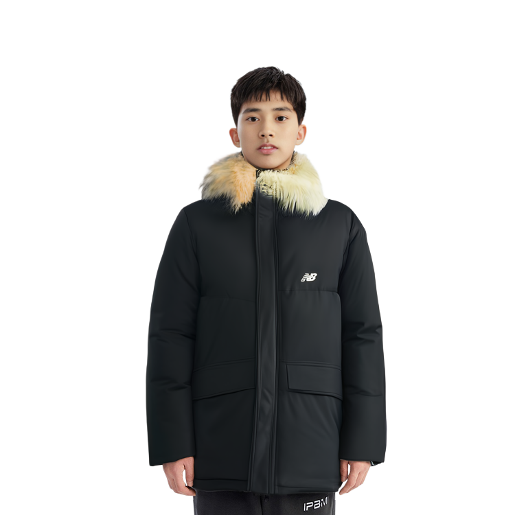 Cheap New Balance Unisex Chaqueta Parka Negra con Capucha y Plumón de Longitud Media AMJ33330-BK