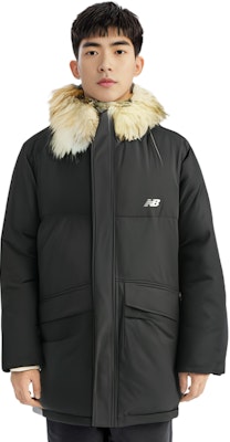 New Balance Unisex Chaqueta Parka Negra con Capucha y Plumón de Longitud Media AMJ33330-BK 1