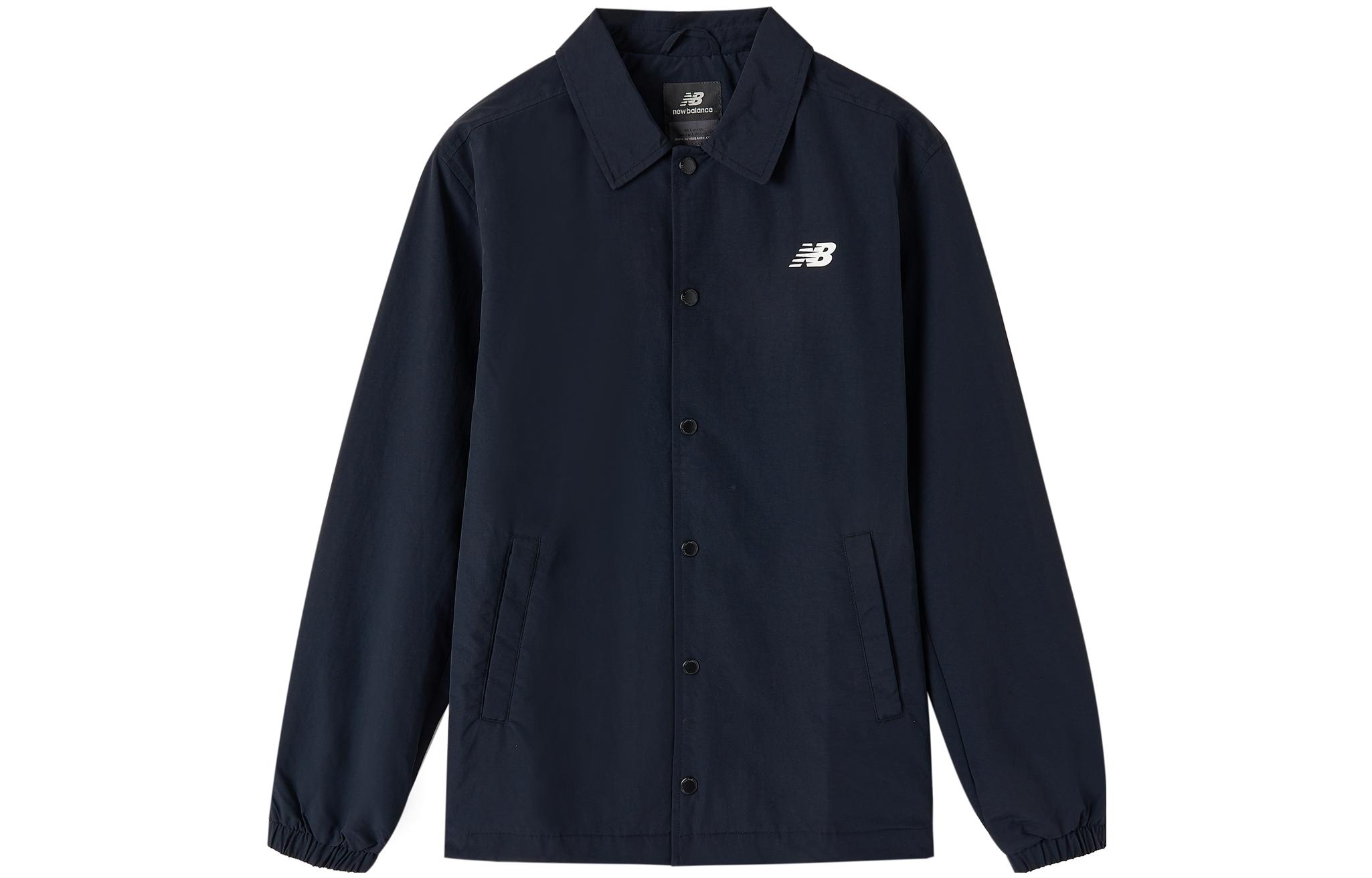 Order New Balance 男女款黑色素面Polo領單排扣襯衫外套 NAA1V013-BK