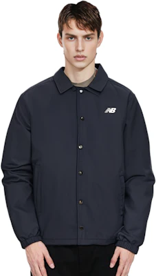 New Balance 男女款黑色素面Polo領單排扣襯衫外套 NAA1V013-BK Shop New Balance 男女款黑色素面Polo領單排扣襯衫外套 NAA1V013-BK