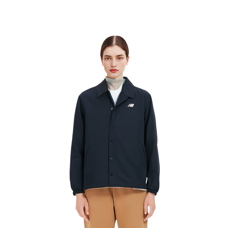 Purchase New Balance 男女款黑色素面Polo領單排扣襯衫外套 NAA1V013-BK