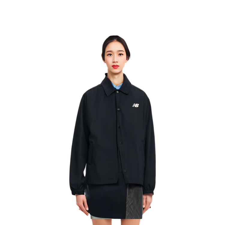 Details for New Balance 男女款黑色素面Polo領單排扣襯衫外套 NAA1V013-BK