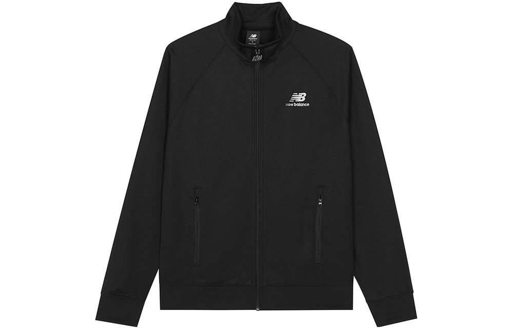 New Balance Unisex Black Zip-Up High Collar Jacket with Solid Embroidered Logo UJ23500-BK