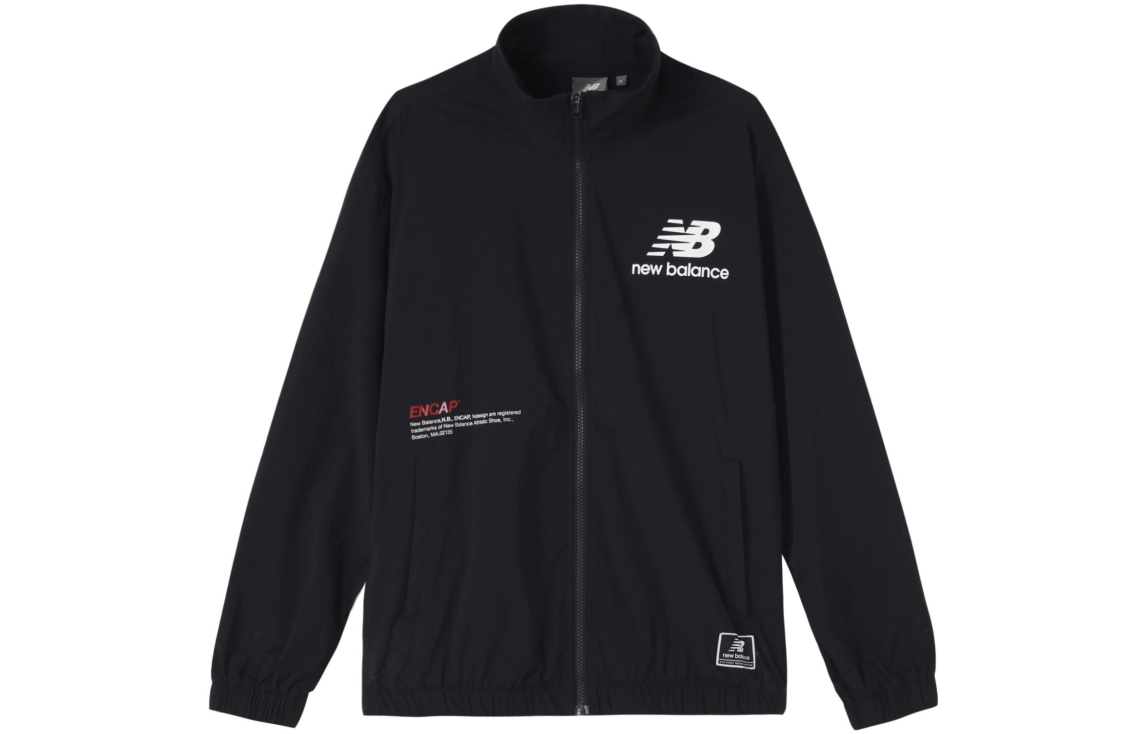 New Balance Unisex Black Zip-Up Jacket with Logo Print and High Collar NAA24031-BK