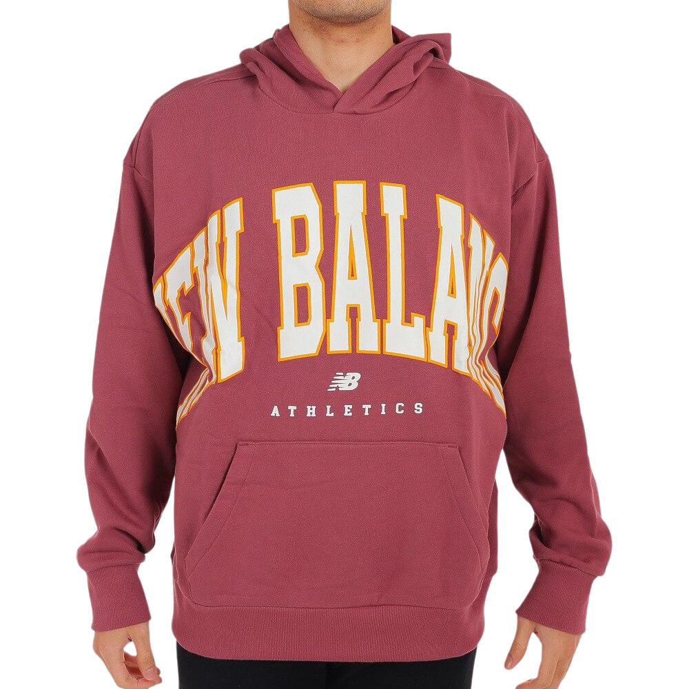 New Balance Unisex Burgundy Hoodie Sweatshirt with Lettering Design UT31550-WAD