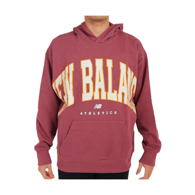 New Balance Unisex Burgundy Hoodie Sweatshirt with Lettering Design UT31550-WAD