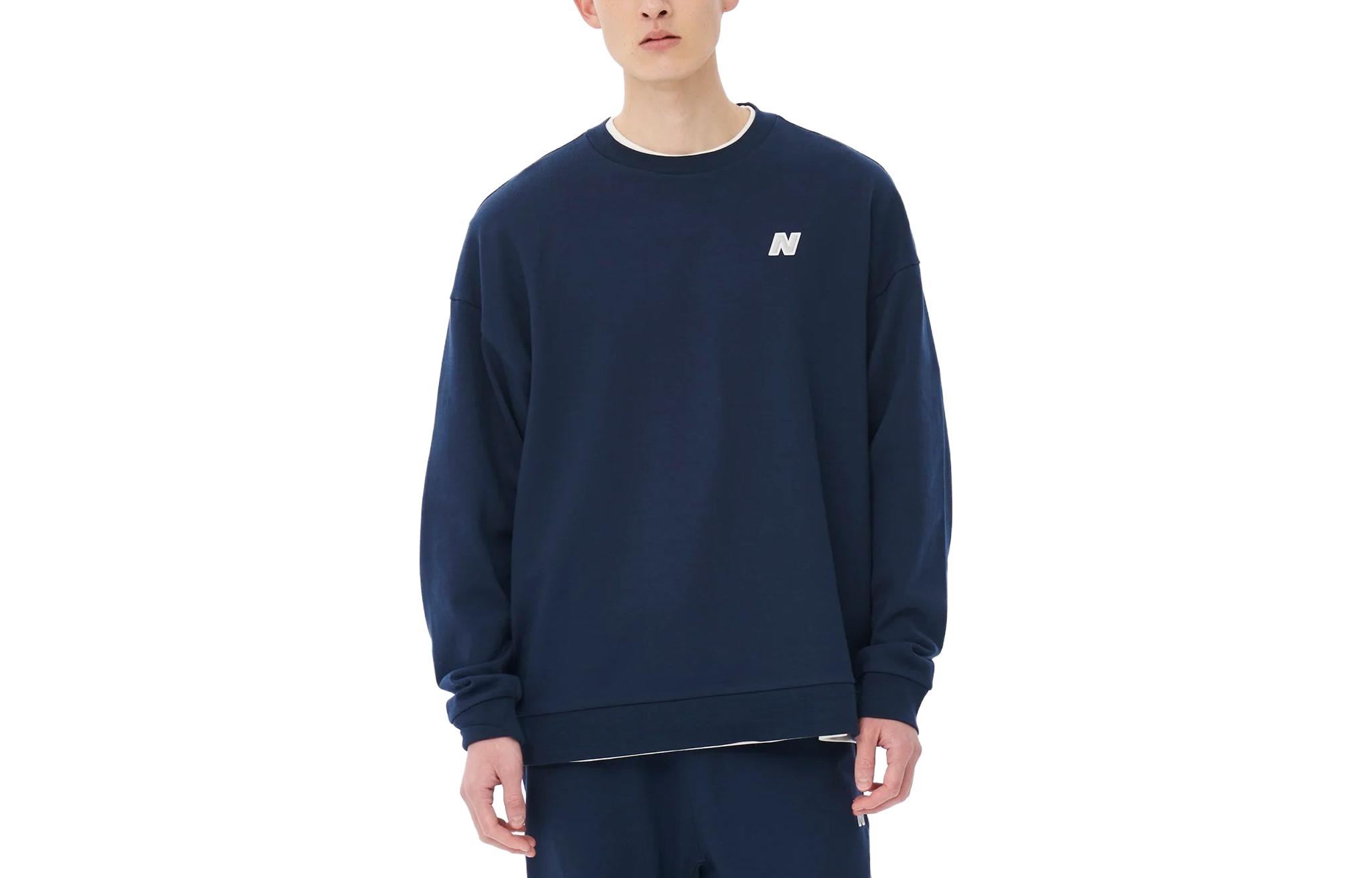 New Balance Unisex Crewneck Logo Print Sweatshirt Dark Blue AMT35003-NNY