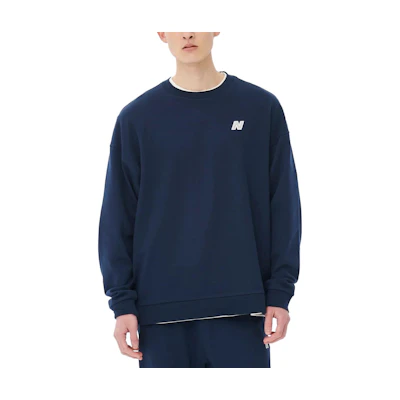 New Balance Unisex Crewneck Logo Print Sweatshirt Dark Blue AMT35003-NNY