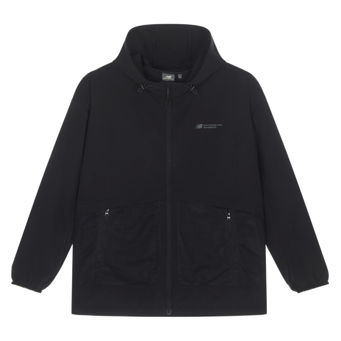 New Balance Unisex Functional Hooded Jacket Black with Logo and Patchwork Design NAE24151-BK